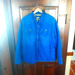 LL bean mens medium shirt jacket, sherpa lined